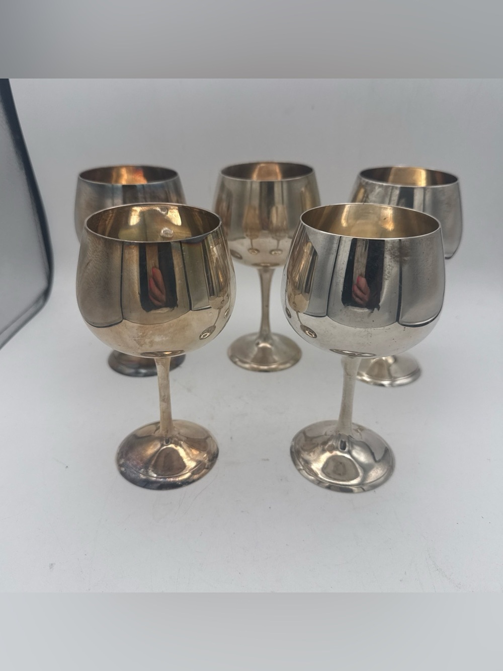 5 VTG Leonard EPNS Silverplated Wine Goblet Chalice Electro Plated Nickel Silver